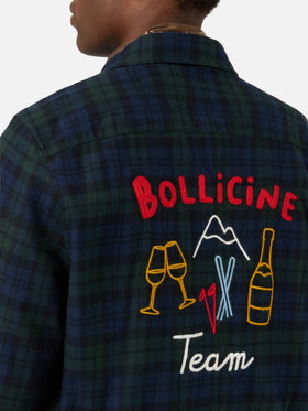 Green Seefeld cotton blend flannel shirt with Bollicine Team embroidery