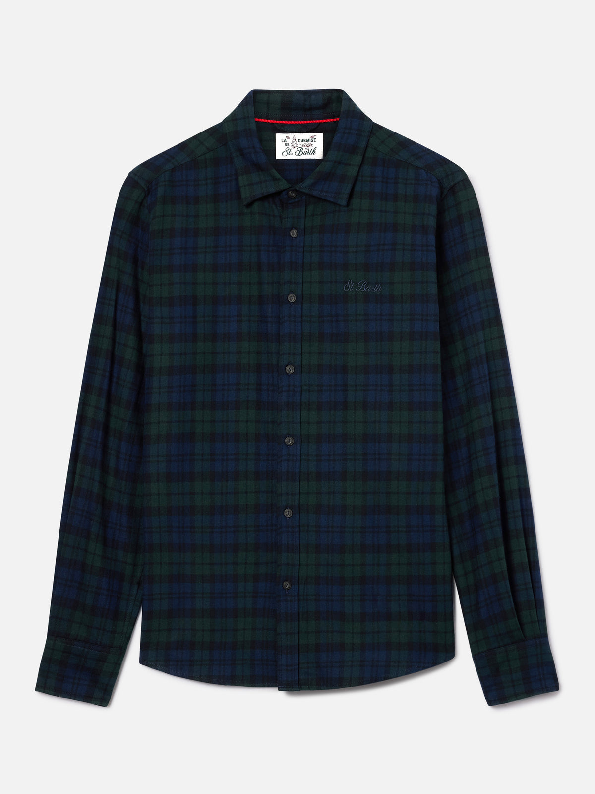 Camisa de franela de mezcla de algodón Green Seefeld con bordado Bollicine Team 