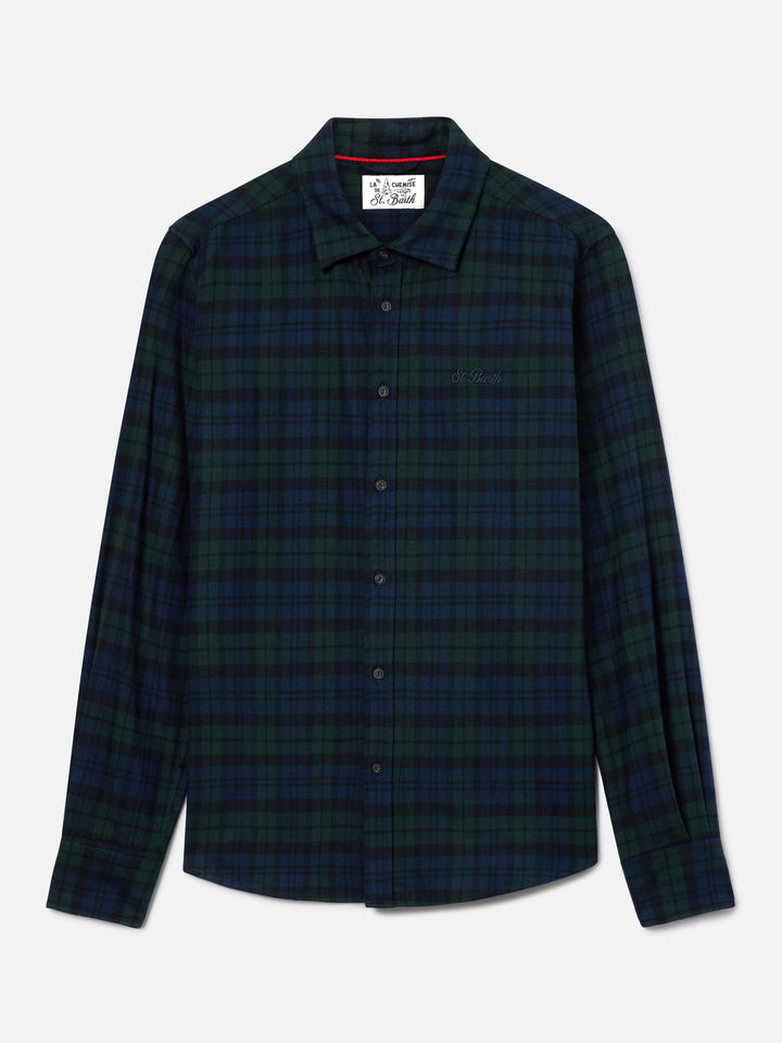 Camicia Seefeld verde in flanella di misto cotone con ricamo Bollicine Team