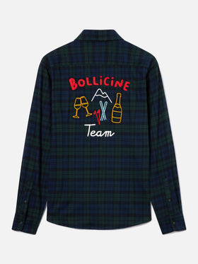 Camisa de franela de mezcla de algodón Green Seefeld con bordado Bollicine Team 