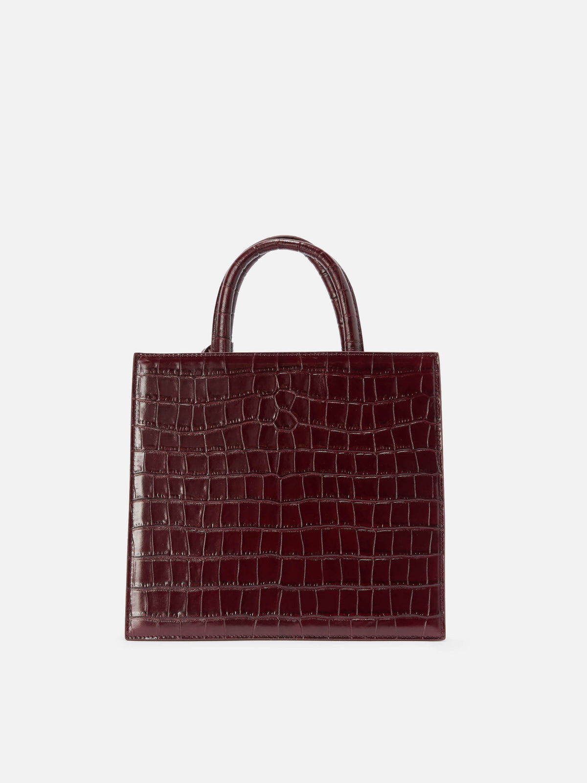 Mittelgroße Bordeaux-Shopper-Tasche aus Leder in Kroko-Optik mit Logo-Schriftzug 