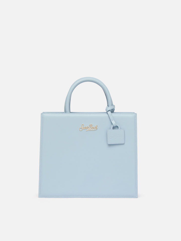 Shop Bag Midi in pelle azzurro chiaro