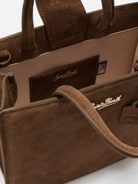 Shop Bag Midi Handtasche aus braunem Wildleder