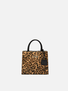 Shop Bag Mini aus Leopardenmuster-Ponyleder