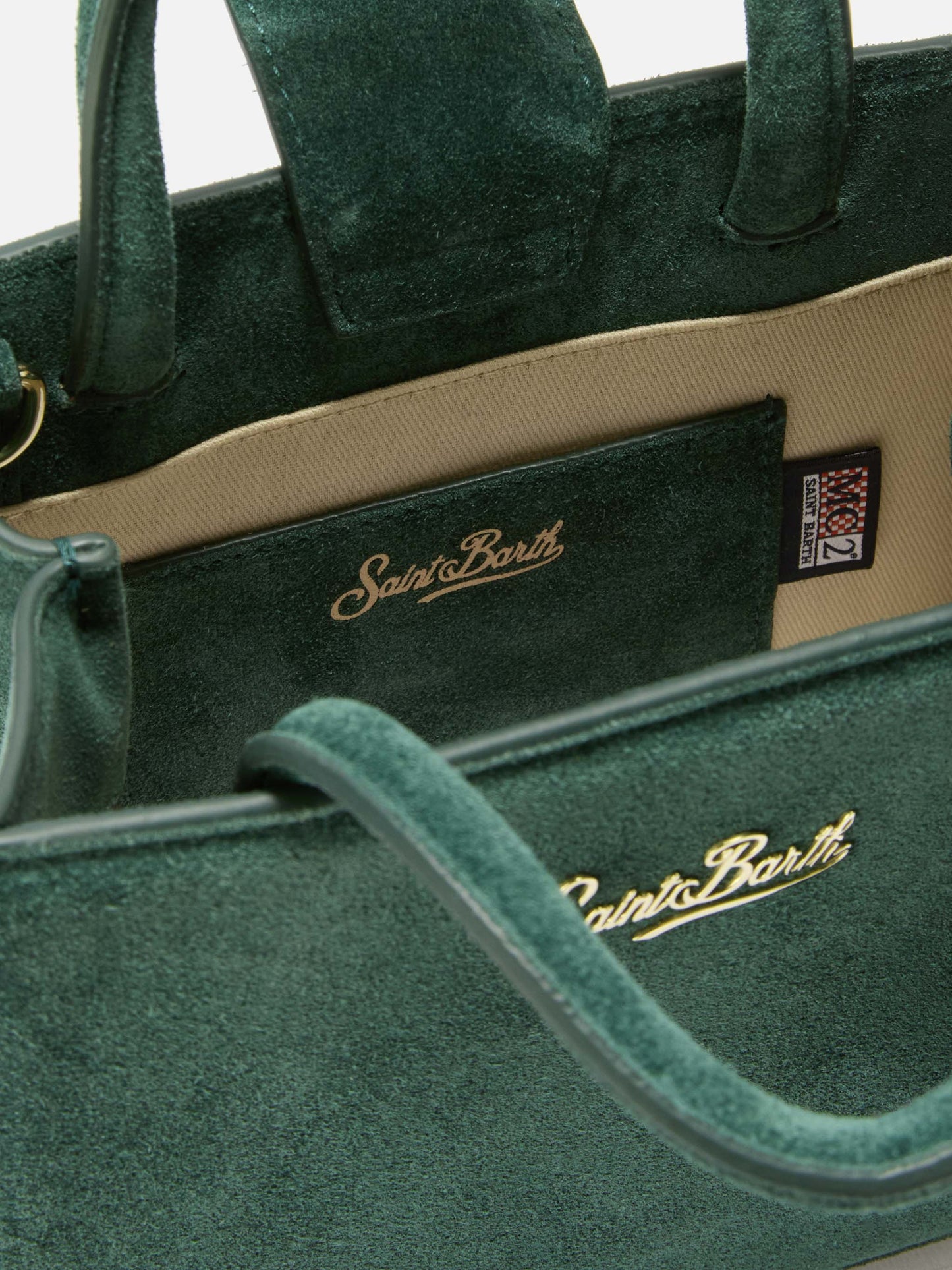 Shop Bag Mini Handbag in green suede leather