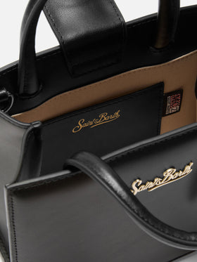 Shop Bag Mini Handtasche aus schwarzem Leder