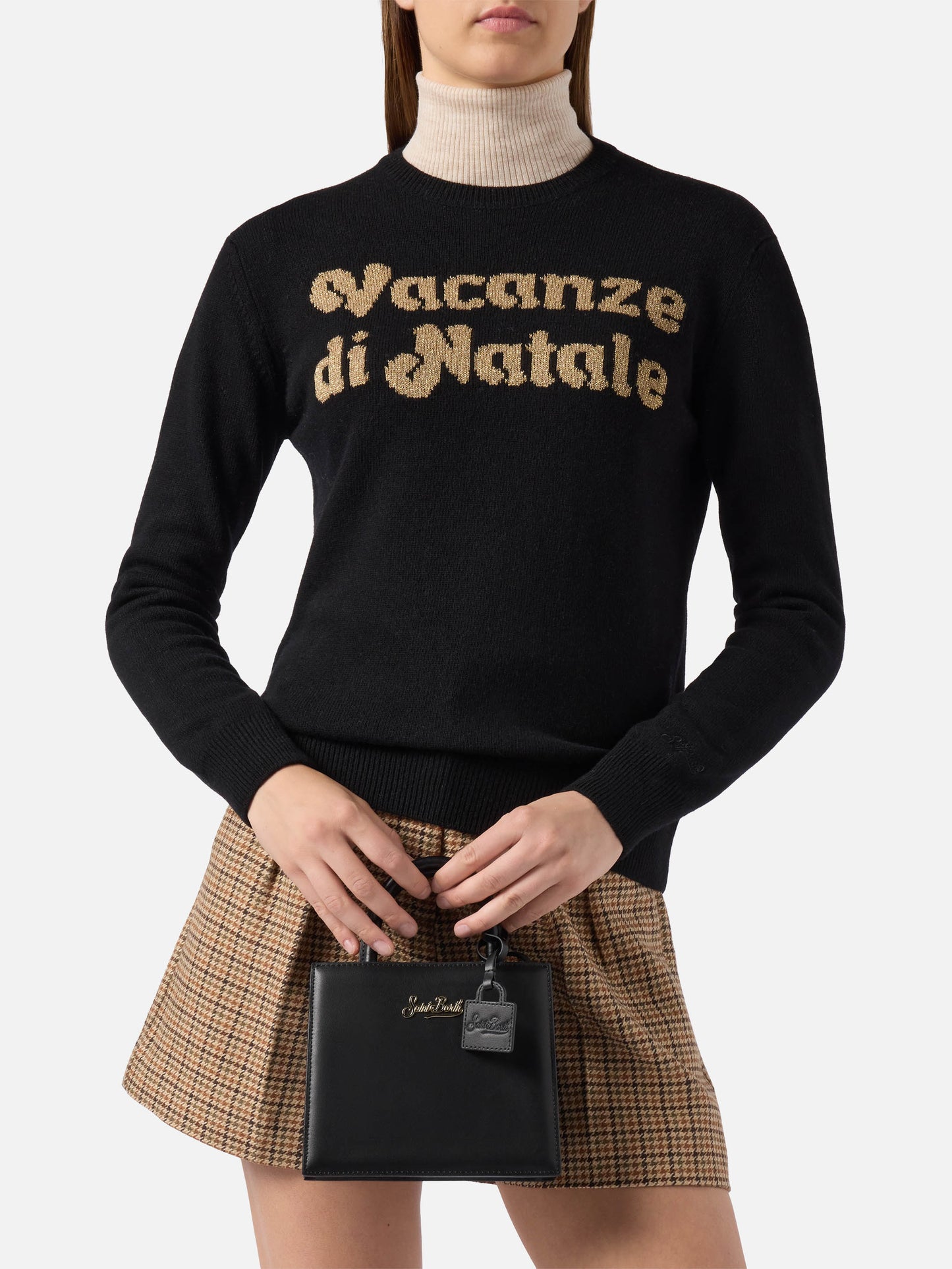 Shop Bag Mini Handtasche aus schwarzem Leder