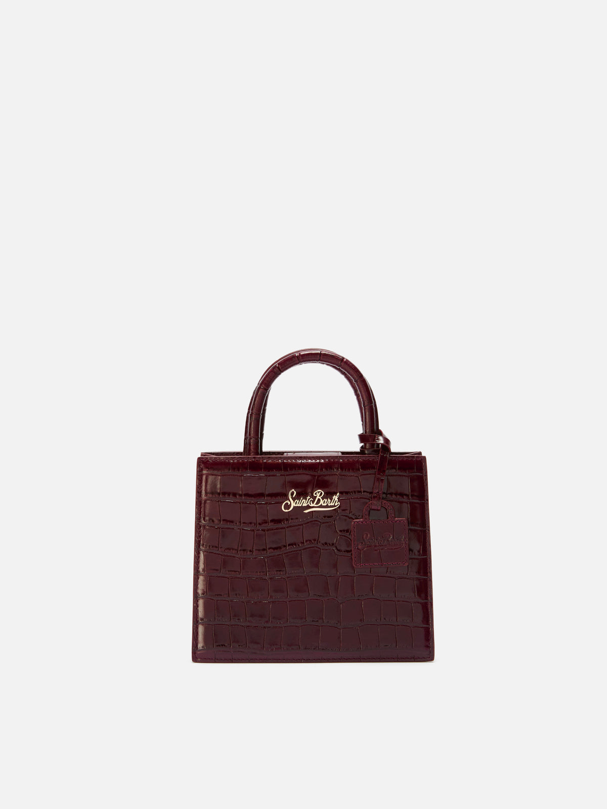 Borsa Mini Shop bordeaux in pelle stampa cocco