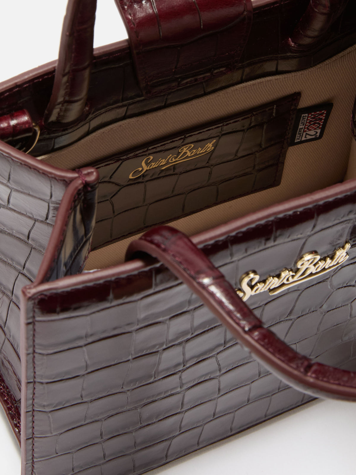 Borsa Mini Shop bordeaux in pelle stampa cocco
