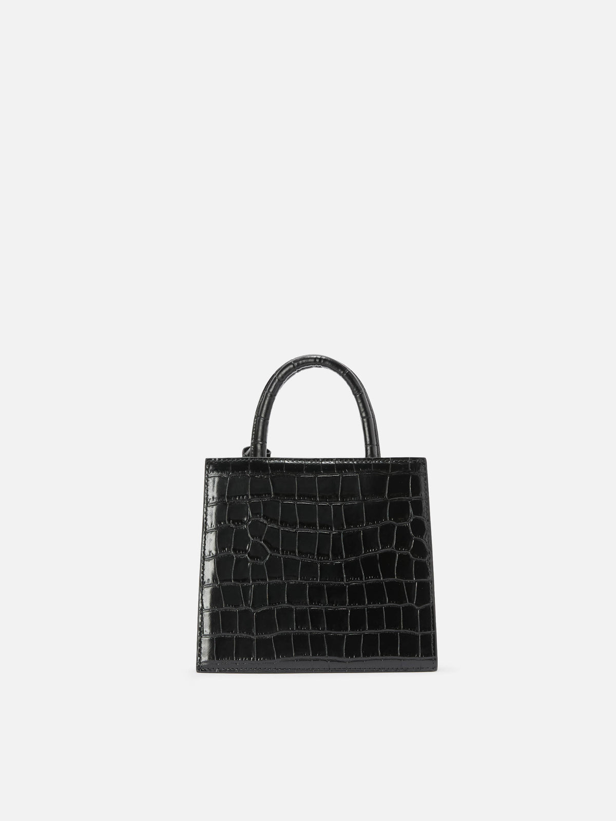 Bolso shopping mini negro en piel con estampado croco 