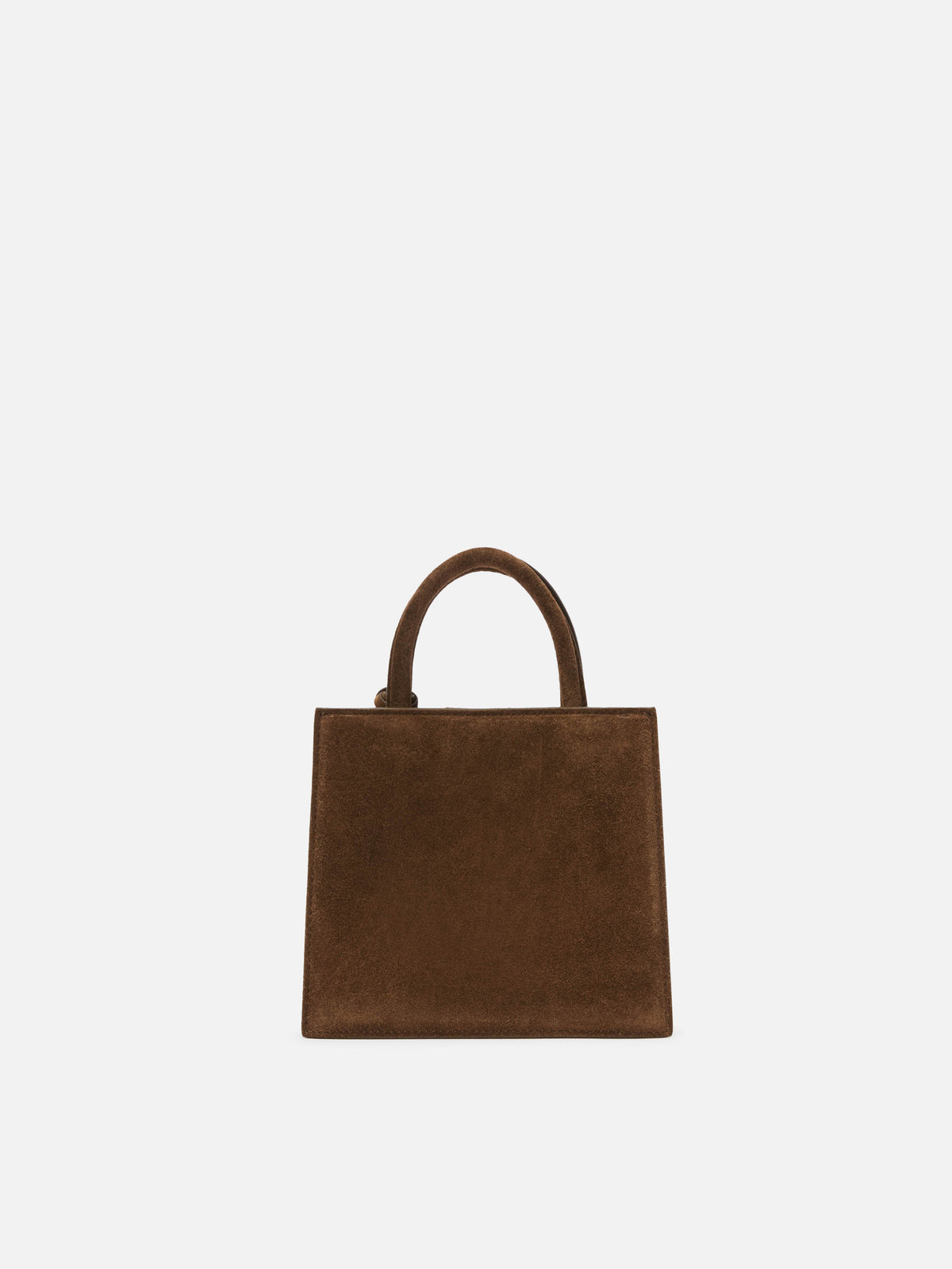 Braune Mini Shopper-Bag aus Wildleder mit Logo-Schriftzug 