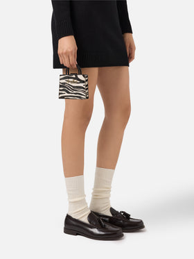 Shop Bag Micro Handtasche aus Ponyfell mit Zebramuster