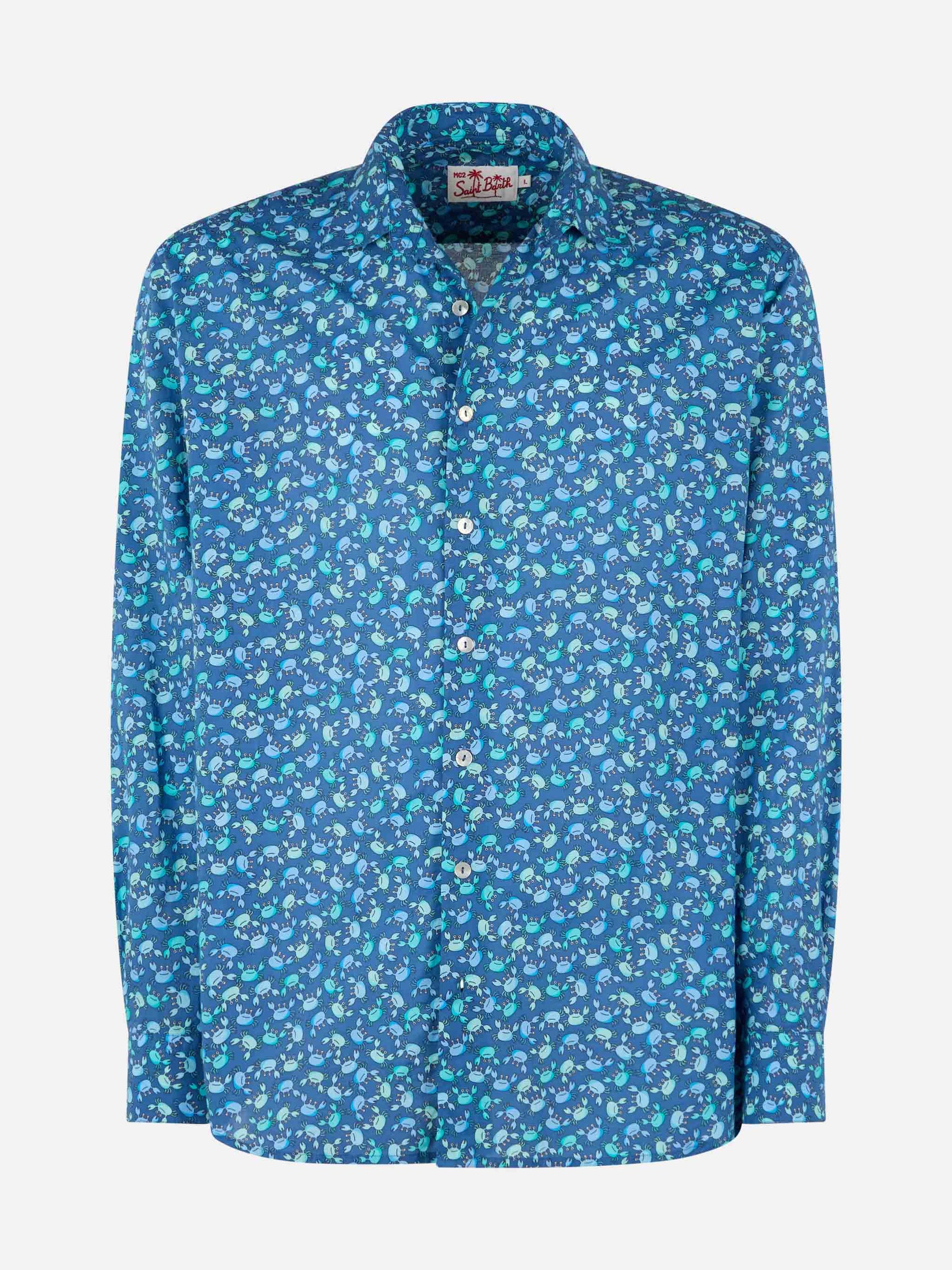 Man muslin cotton shirt Sikelia with crabs print - MC2 Saint Barth