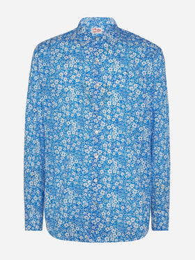 Camicia Sikelia in mussola di cotone con stampa fiori