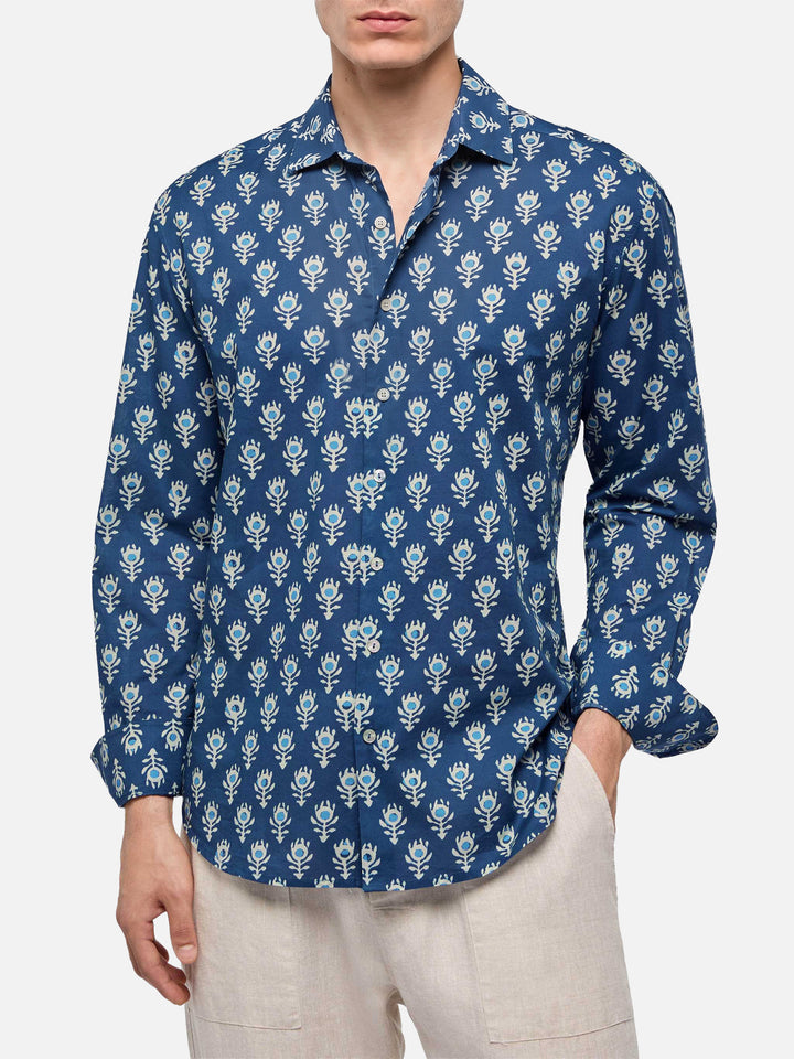 Muslin cotton shirt Sikelia with boho print