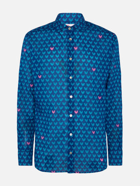 Camicia da uomo Sikelia in mussola di cotone con stampa gallo