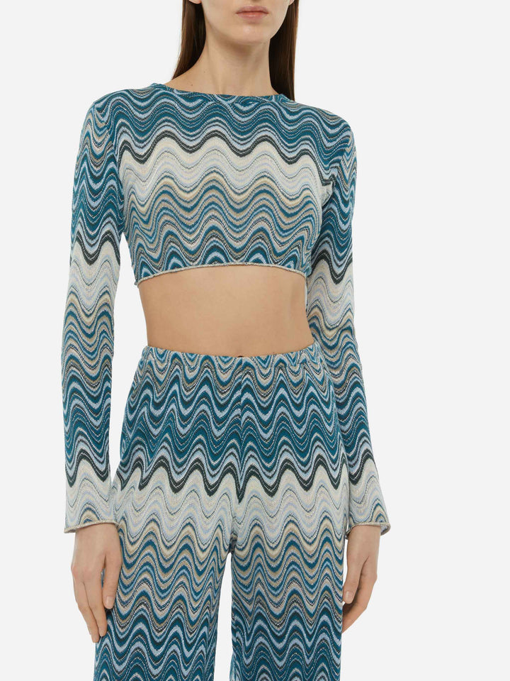 Siviglia raschel knit cropped t-shirt