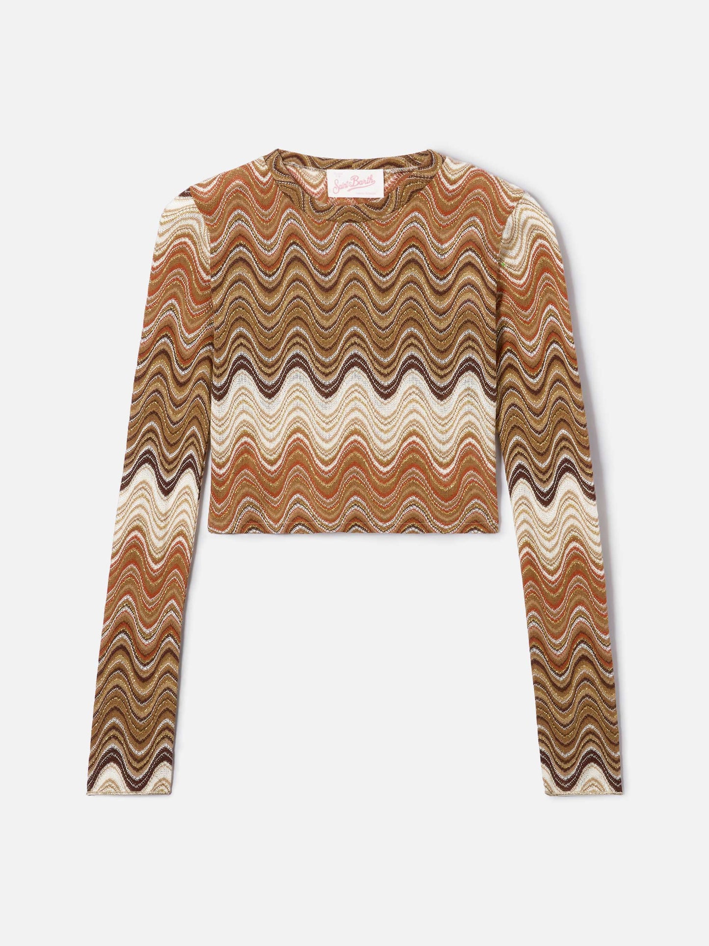 Top crop Siviglia in raschel degradé con motivo a onde