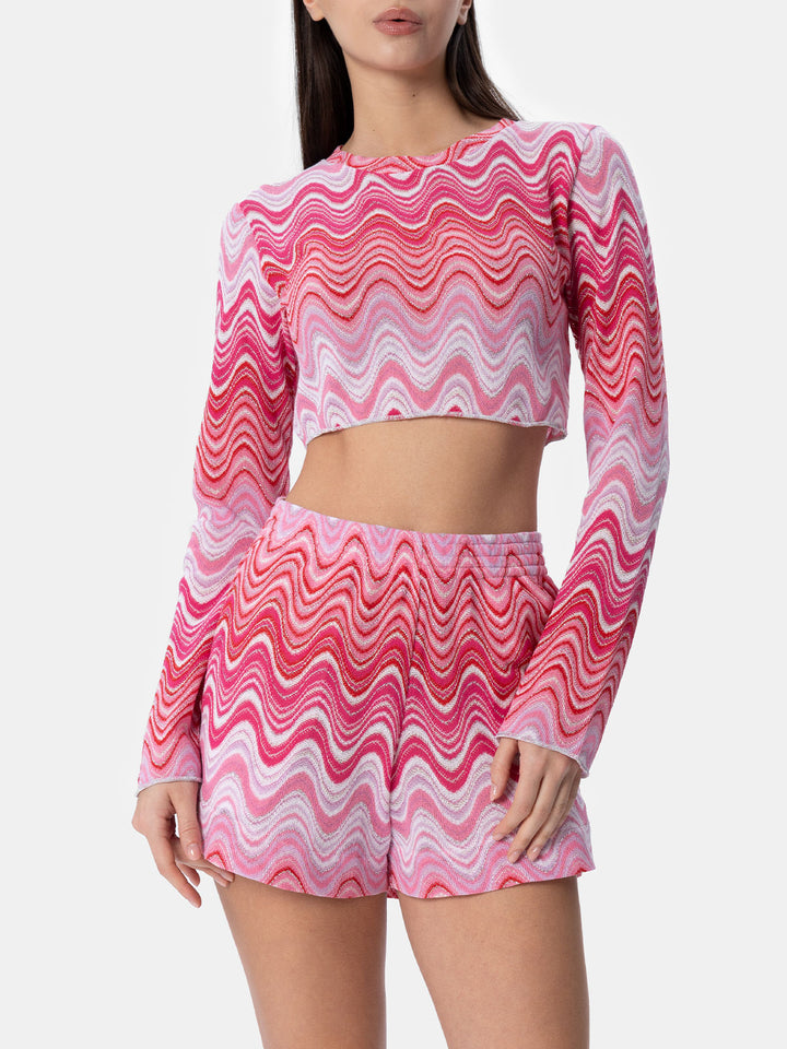 Woman raschel knit cropped t-shirt Siviglia