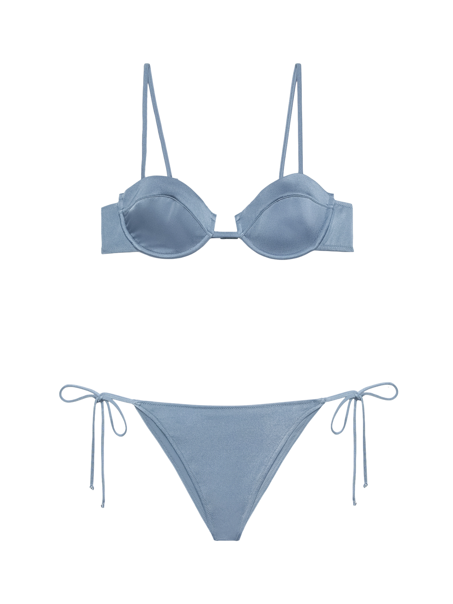 Marielle shimmeravio blue classic swim briefs - Salina avio blue underwired bralette - MC2 Saint Barth