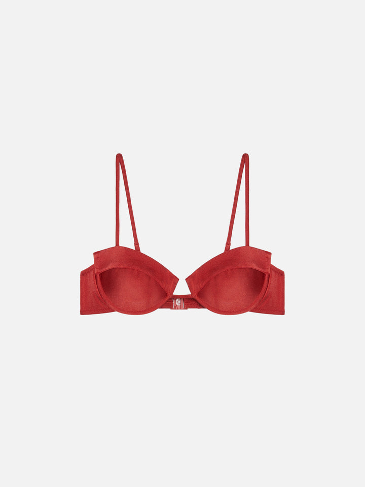 Bralette con ferretto in rosso mattone shimmer