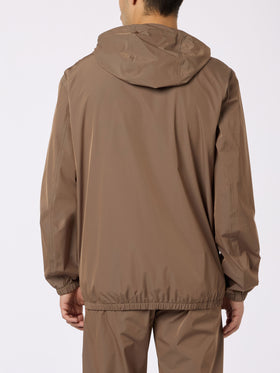 Man hooded lightweight khaki green fabric windbreaker Sloop - MC2 Saint Barth