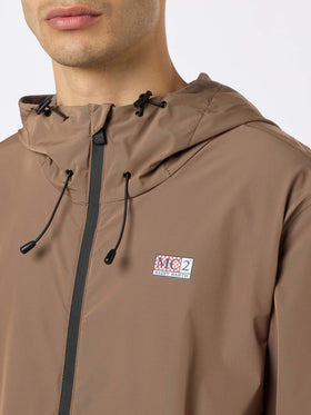 Man hooded lightweight khaki green fabric windbreaker Sloop - MC2 Saint Barth