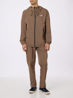 Man hooded lightweight khaki green fabric windbreaker Sloop - MC2 Saint Barth