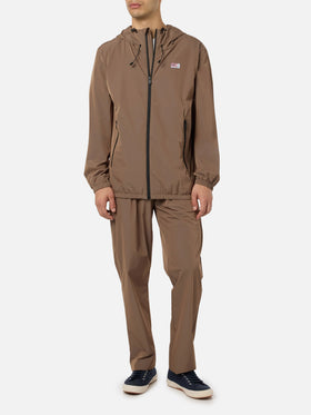 Man hooded lightweight khaki green fabric windbreaker Sloop