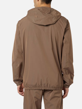 Man hooded lightweight khaki green fabric windbreaker Sloop