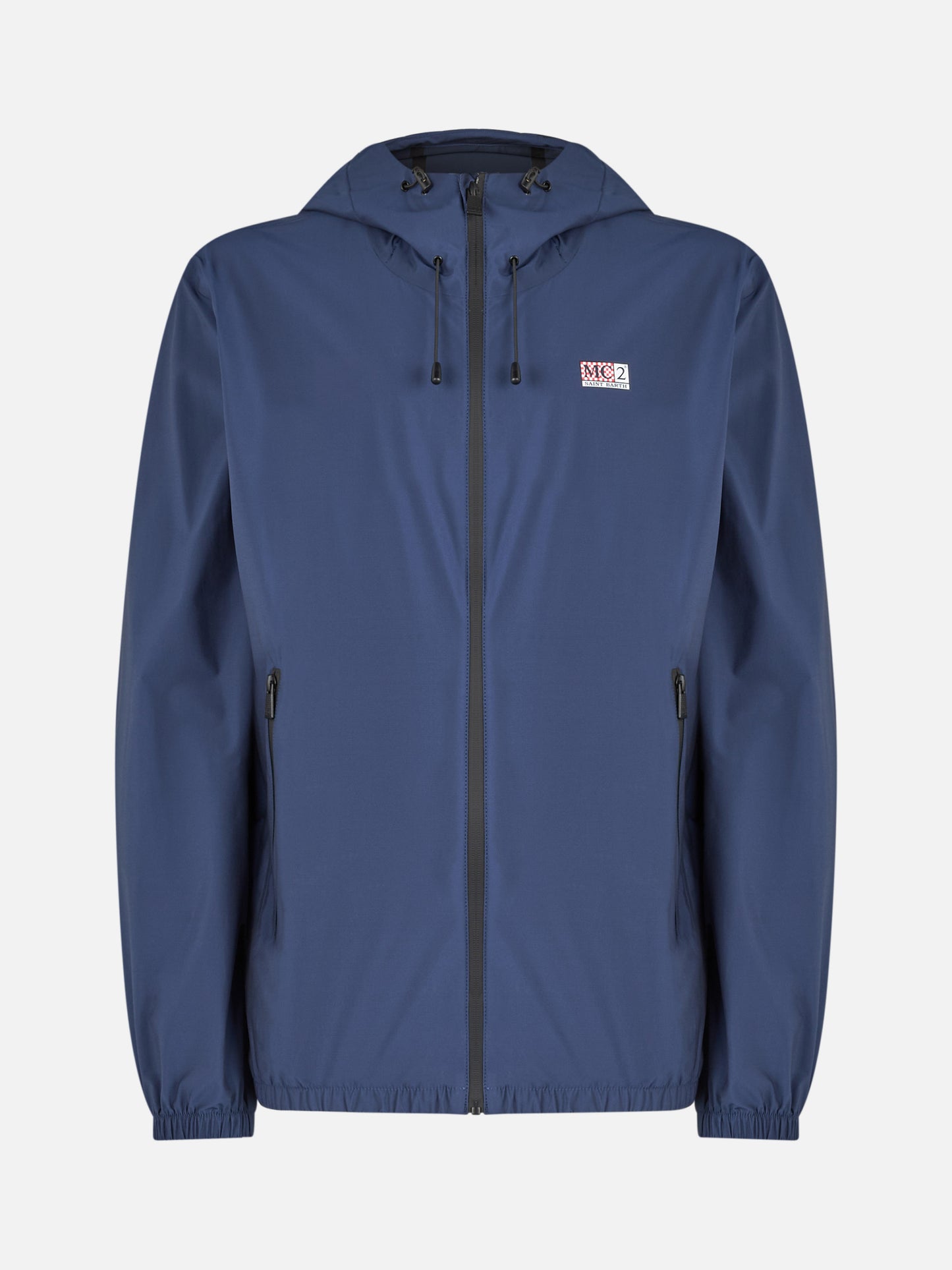 Man hooded lightweight navy blue fabric windbreaker Sloop - MC2 Saint Barth