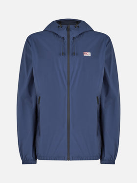 Man hooded lightweight navy blue fabric windbreaker Sloop - MC2 Saint Barth