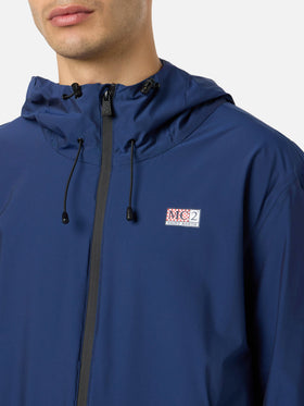 Man hooded lightweight navy blue fabric windbreaker Sloop