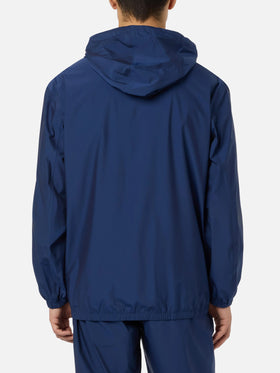 Man hooded lightweight navy blue fabric windbreaker Sloop