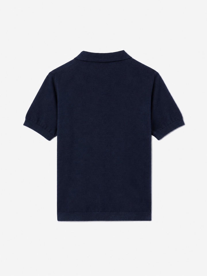 Sloan Jr navy blue knitted polo shirt