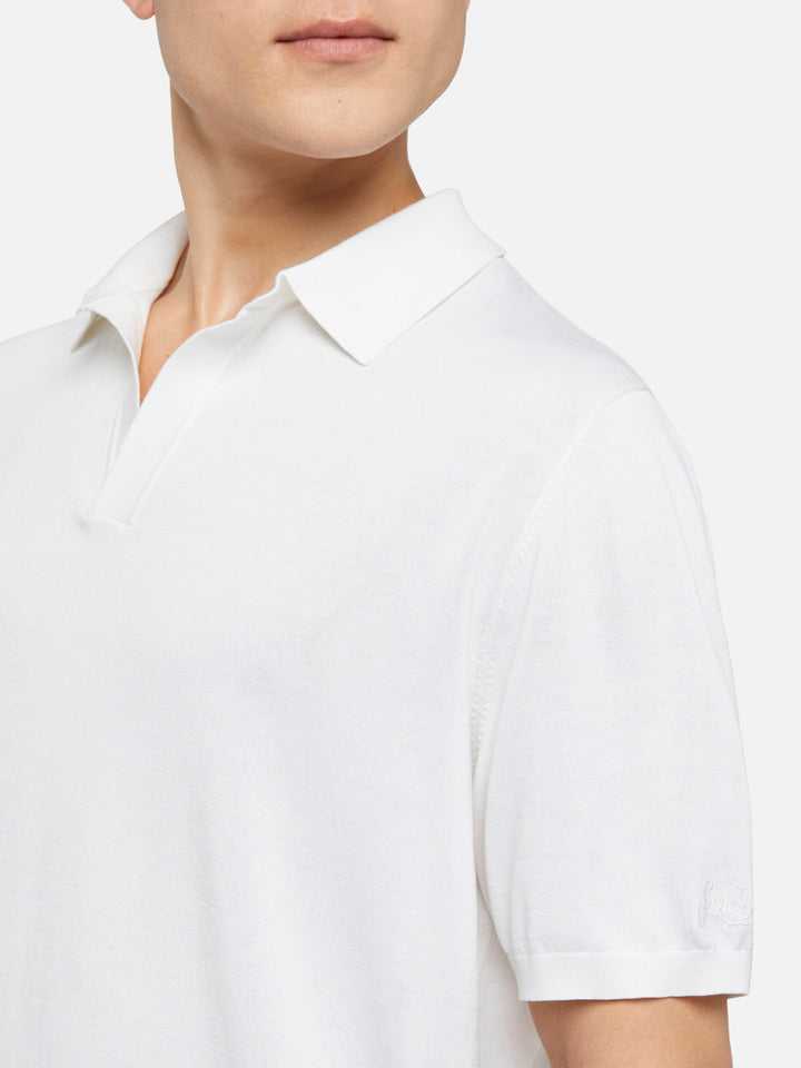 Sloan white silk cotton knitted polo shirt - MC2 Saint Barth