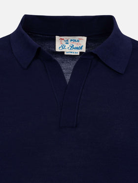Sloan navy blue silk cotton knitted polo shirt - MC2 Saint Barth