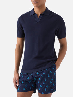 Sloan Mesh blue polo in premium high-twist cotton