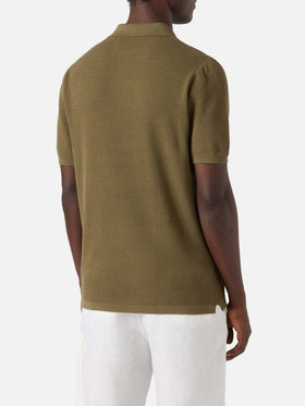 Sloan Mesh military green polo in premium high-twist cotton