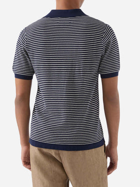 Polo Sloan in cotone pregiato high twist a righe blu
