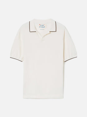 Sloan beige polo in premium high-twist cotton with contrast trims