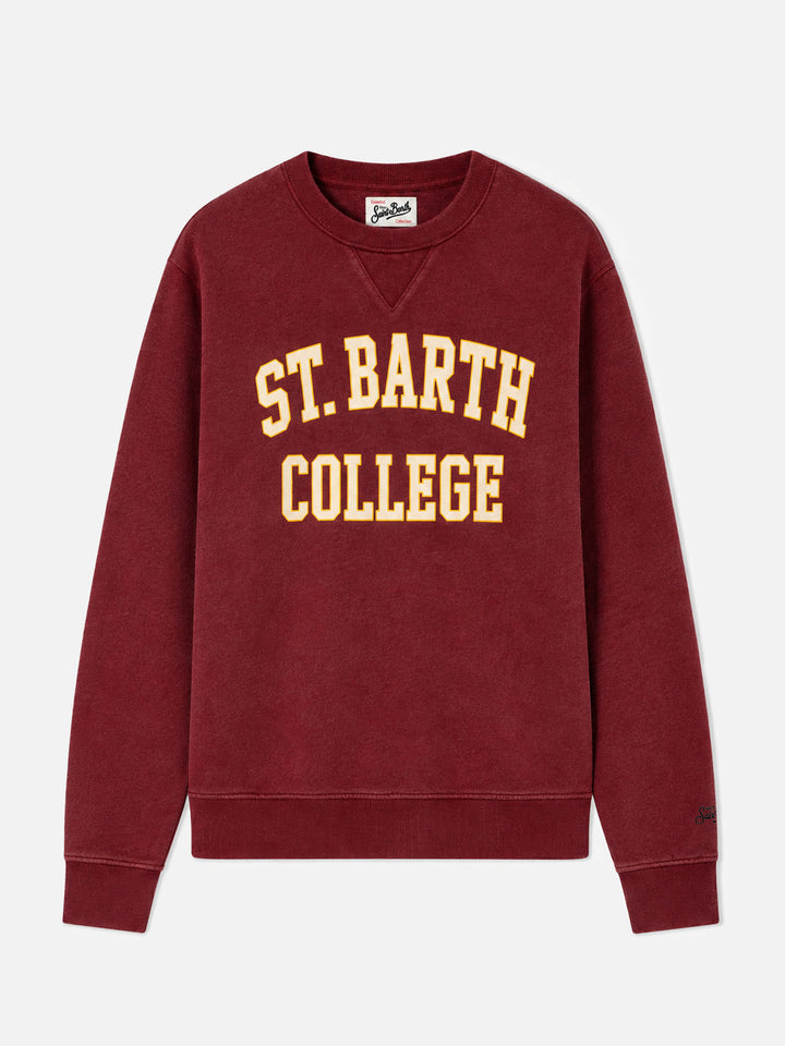 Sudadera color burdeos con estampado St. Barth College 