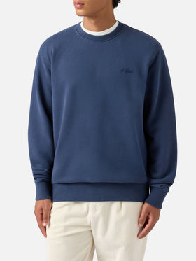 Soho cotton sweatshirt in navy blue with St. Barth embroidery