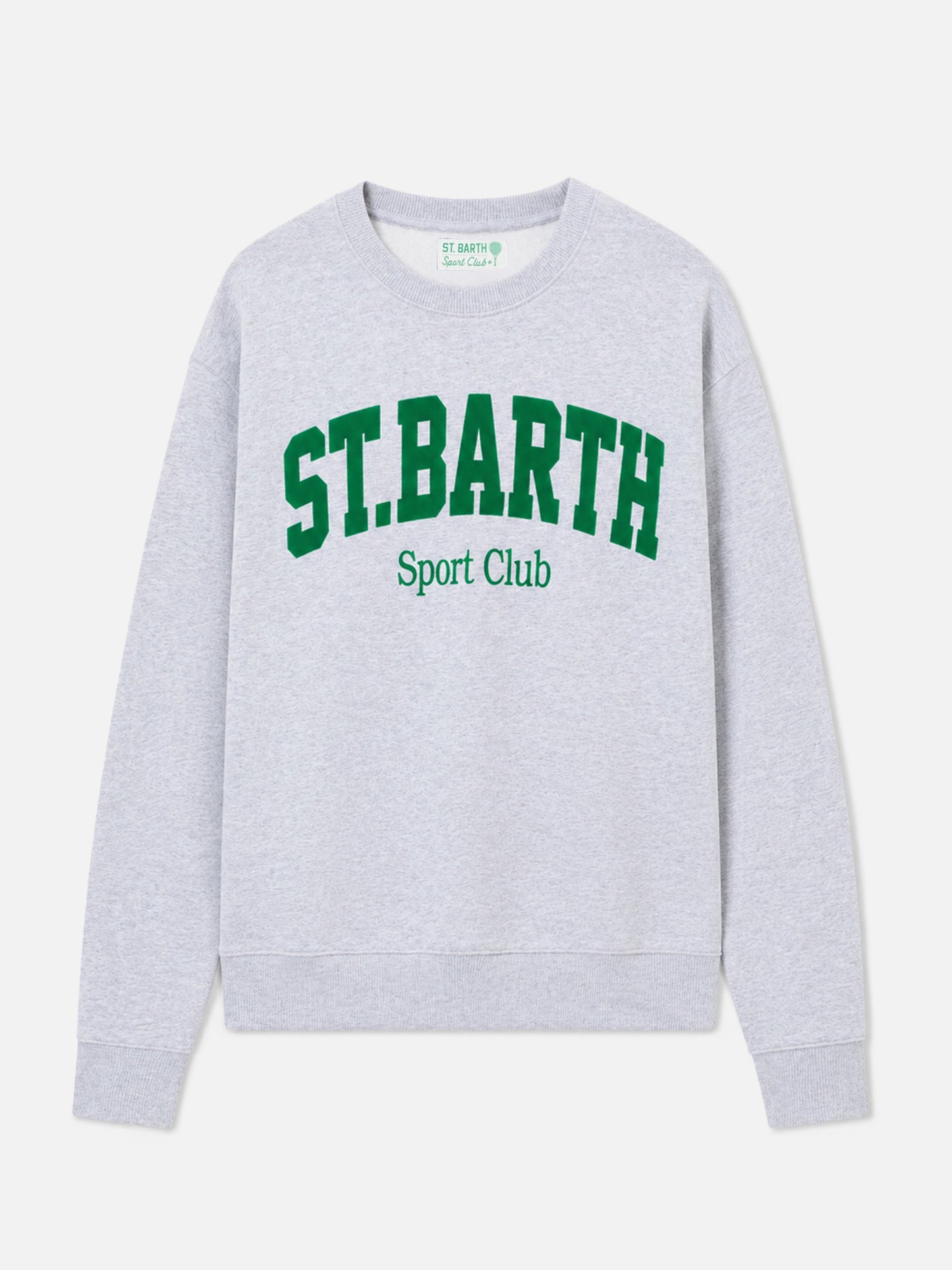 Felpa Soho in cotone grigio melange con stampa flock St. Barth sport club