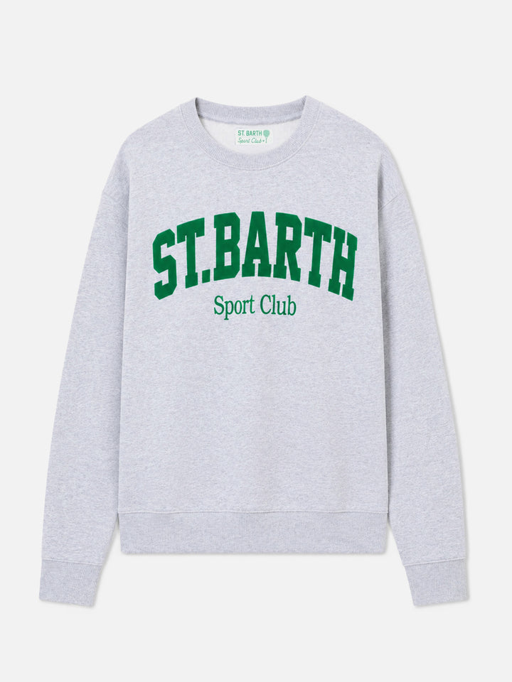 Felpa Soho in cotone grigio melange con stampa flock St. Barth sport club