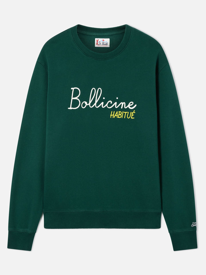 Green Soho cotton sweatshirt with Bollicine Habitué embroidery