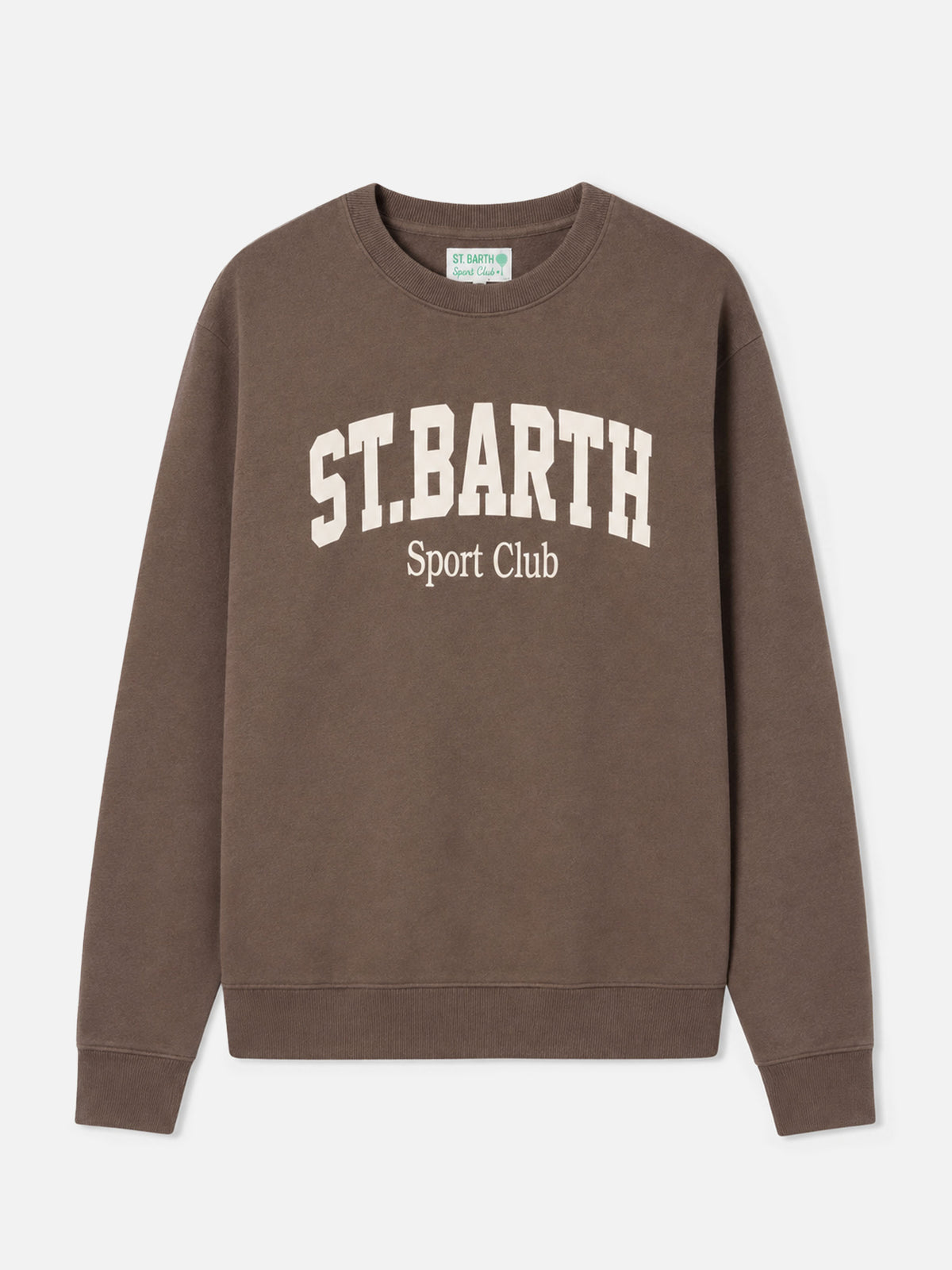 Felpa Soho in cotone marrone con stampa St. Barth sport club