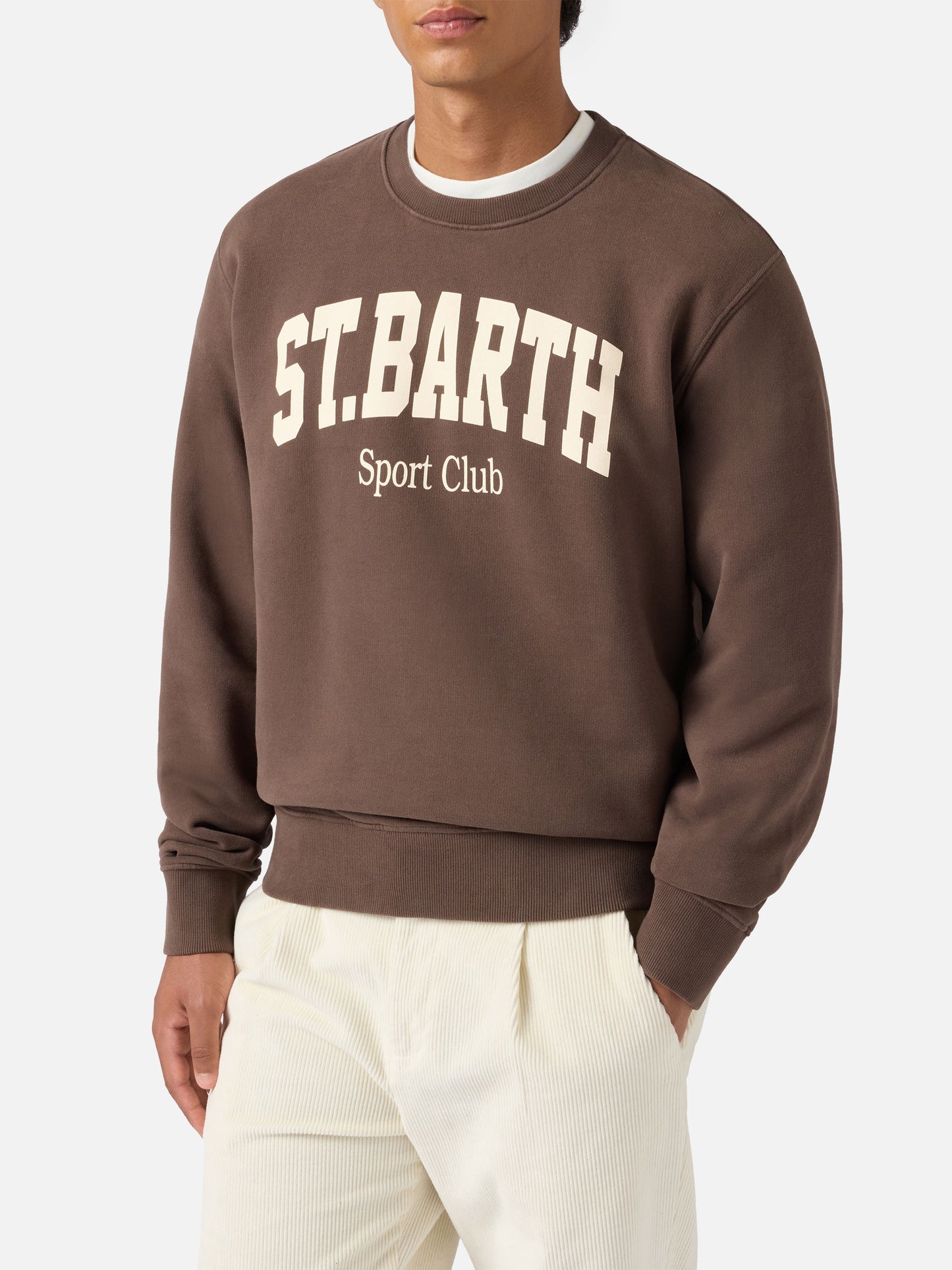 Soho cotton sweatshirt in brown with St. Barth Sport Club print
