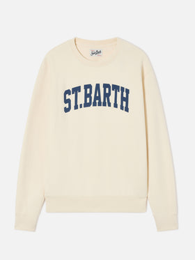 Soho Rundhals-Sweatshirt aus weißer Baumwolle mit St. Barth-Print 