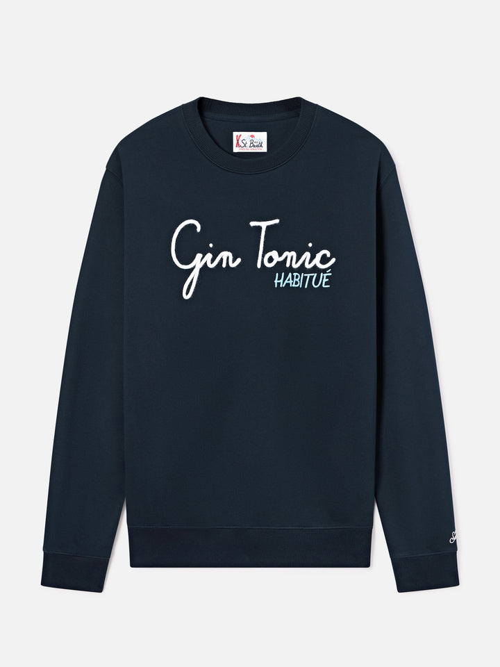 Navy blue Soho Sweatshirt aus Baumwolle mit Gin Tonic Habitué Stickerei 